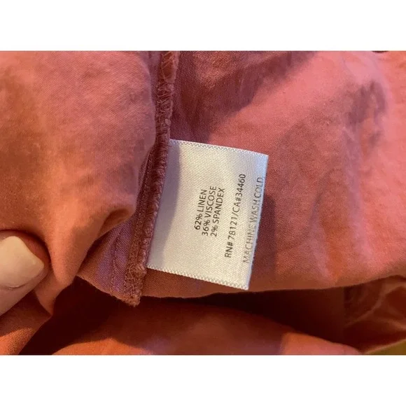 Eileen Fisher Linen Blend Salmon Pink Shirt Dress - Picture 9 of 9
